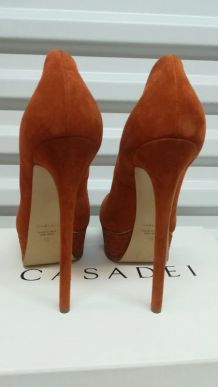 483B* Casadei - topissimes escarpins de luxe orange full cui