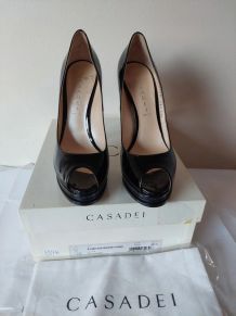 887B* Casadei - sexy escarpins de luxe noirs full cuir 39,5