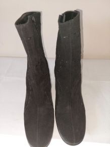 966B* Ana Bonilla - sexy boots noirs full cuir (39,5)