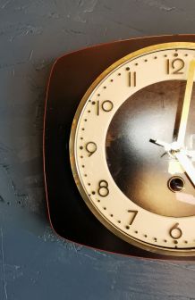 Horloge formica vintage pendule murale silencieuse noir 