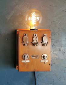 Applique murale lampe vintage standard téléphonique bois 