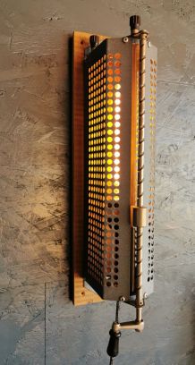 Applique murale lampe vintage rhéostat métal gris bois