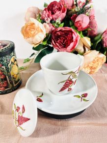 Ensemble porcelaine tasse à infusion décor floral