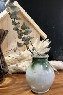 Petit vase rond grès vernissé vintage
