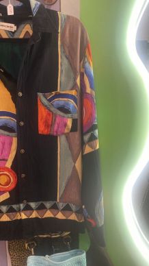 Chemise vintage Pierre Cardin à motif abstrait coloré