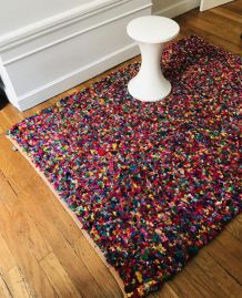 Tapis Rag Rug morceaux tissus recyclés multicolores