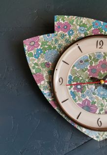 Horloge vintage pendule murale silencieuse Fleurs