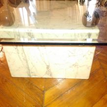 Table basse marbre et verre design Italie 1980  