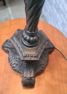 grande lampe americaine  art nouveau avec abat jour ambre ti