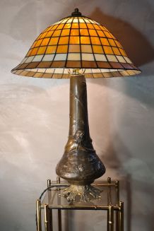 grande  et rare lampe bronze nynphe au bain  1900 63x38    7
