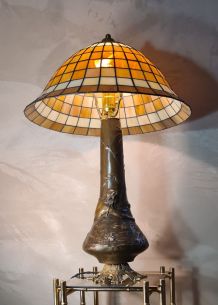 grande  et rare lampe bronze nynphe au bain  1900 63x38    7