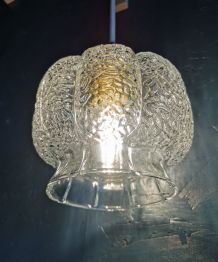 Lampe baladeuse suspension vintage verre transparent ciselé