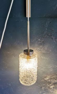 Lampe baladeuse suspension vintage années 60 laiton verre 