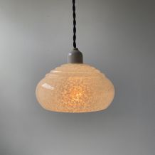 PAIRE D’ANCIENNES SUSPENSIONS EN VERRE DE CLICHY VINTAGE