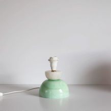 Petite lampe vintage pied en pierre bicolore et abat-jour im
