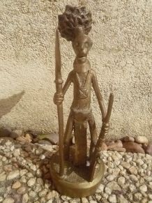 statuette  métal guerrier africain