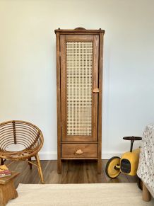 Armoire chambre enfant bois cannage