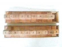 duo de coffrets tampons chiffres en bois, vintage