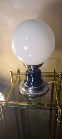 lampe vintage 1960 a 70  bleu et chrome 25x15  merci de rega