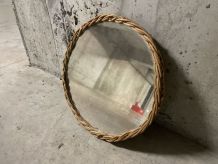 Miroir en osier années 60