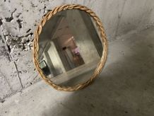 Miroir en osier années 60