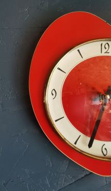 Horloge formica vintage pendule murale silencieuse rouge