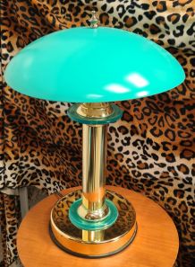 lampe turquoise chrome or 1980 , tres belle 43x32 bon etat g