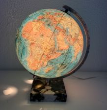 Globe vintage 1976 terrestre Taride verre marbre - 30 cm