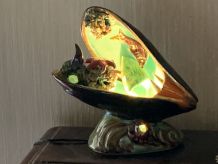 Lampe Vallauris moule sur socle décor marin  en céramique