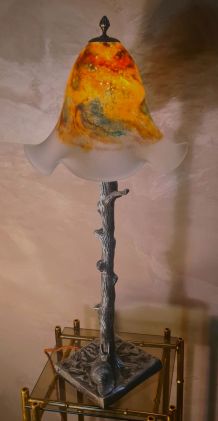 grande lampe americaine art deco, acier patiner , 64x24, tul