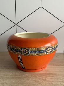 cache-pot vintage orange en céramique