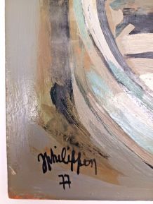 Tableau peinture huile Sur panneau bois signée J Philippon 