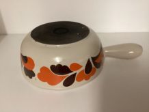 Poêlon Le Creuset orange à fleurs ,vintage 70 s