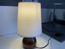 Lampe boule en bois années 70