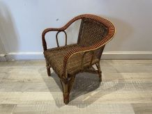 Fauteuil enfant en rotin années 60