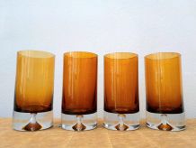 Service verres vintage goutte ambré 1970 