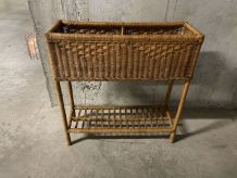 Jardinière en rotin années 60