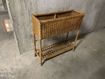 Jardinière en rotin années 60