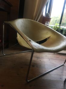 2 fauteuils 60s fibre de verre et acier