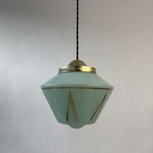 ANCIENNE SUSPENSION BLEU-VERT VINTAGE 1950