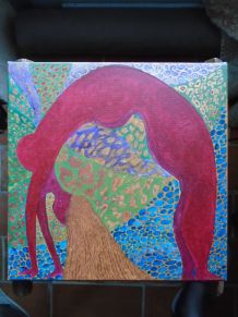 Peinture acrylique sur toile intitulée Le monde à l'envers