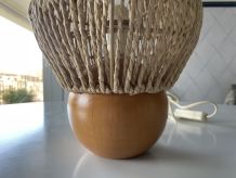 Lampe boule en bois 