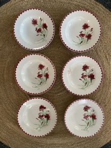 6 assiettes creuses Sarreguemines Digoin modele oeillet.
