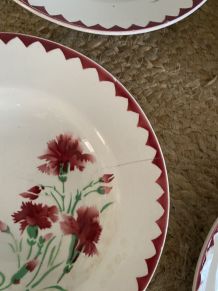 6 assiettes creuses Sarreguemines Digoin modele oeillet.