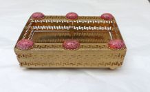 Vide-poches laiton doré et pierres roses