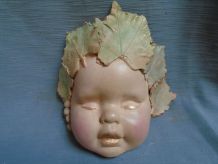 Masque enfant feuilles de vignes terre cuite peinte