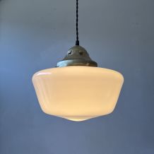 SUSPENSION ANCIENNE EN OPALINE XL 26 CM VINTAGE
