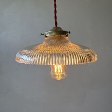 SUSPENSION ANCIENNE EN VERRE PRISMATIQUE VINTAGE