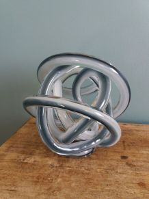 Nœud sculpture en verre soufflé filé Murano de Licio Zanetti