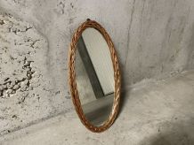 Miroir en osier années 70